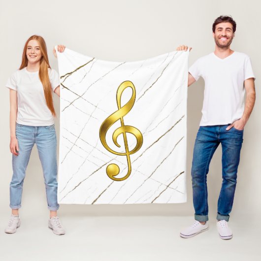 Gold Treble Clef Marble Home Decor フリースブランケット (インサイチュ)