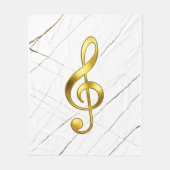 Gold Treble Clef Marble Home Decor フリースブランケット (正面)