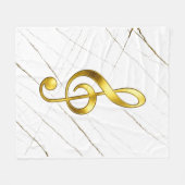 Gold Treble Clef Marble Home Decor フリースブランケット (正面(横))