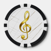 Gold Treble Clef Marble Home Decor ポーカーチップ (正面)