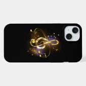 Gold Treble Clef Music iPhoneケース (裏面横)