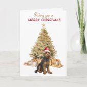 Gold Tree Airedale Terrier Dog Christmas Card シーズンカード (正面)