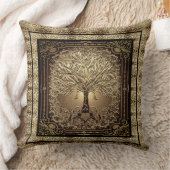 Gold Tree of Life Ancient Rustic  クッション (ブランケット)