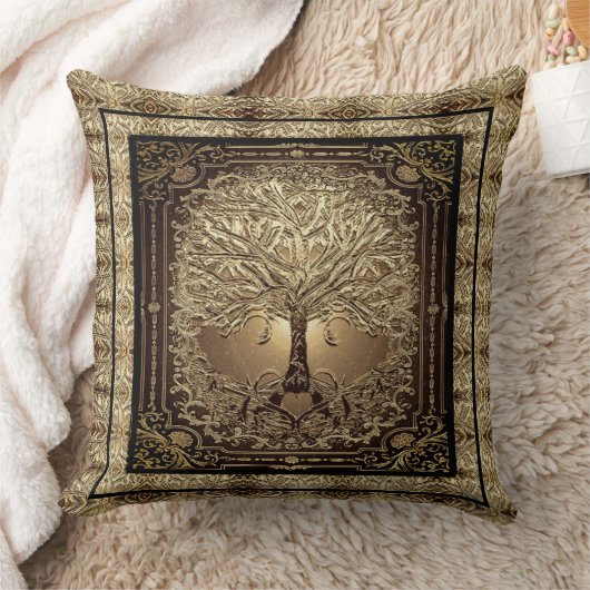 Gold Tree of Life Ancient Rustic  クッション (ブランケット)