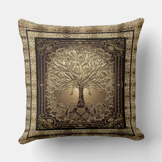 Gold Tree of Life Ancient Rustic  クッション (裏面)