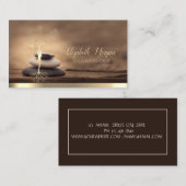 Gold Tree Woman Silhouette,Zen Stones Brown 名刺 (正面/裏面)