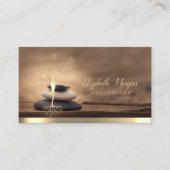 Gold Tree Woman Silhouette,Zen Stones Brown 名刺 (正面)