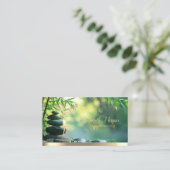 Gold Tree Woman Silhouette,Zen Stones Green 名刺 (スタンド正面)