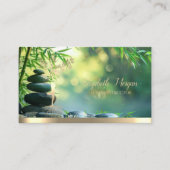 Gold Tree Woman Silhouette,Zen Stones Green 名刺 (正面)