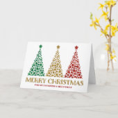 Gold Trees Daughter & Family Merry Christmas カード (黄色い花)