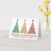 Gold Trees Granddaughter & Family Merry Christmas カード (黄色い花)