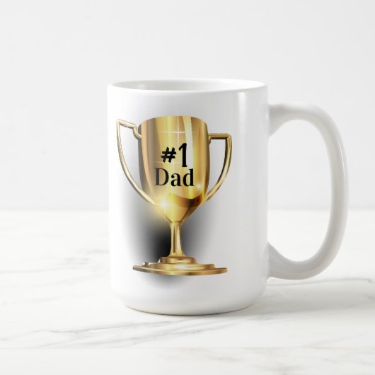 Gold Trophy #1 Dad Mom Son  コーヒーマグカップ (右)