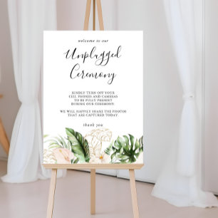Gold Tropical Foliage Floral Unplugged Ceremony ポスター