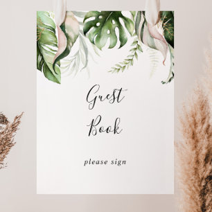 Gold Tropical Greenery Guest Book Sign ポスター