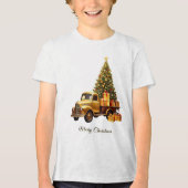 Gold Truck Christmas Tree Holiday トライブレンドＴシャツ (正面)