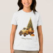 Gold Truck Christmas Tree Holiday トライブレンドＴシャツ (正面)