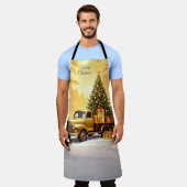 Gold Truck Christmas Tree Holiday Apron エプロン (着用した状態)