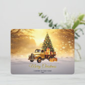Gold Truck Christmas Tree Holiday Card シーズンカード (スタンド正面)
