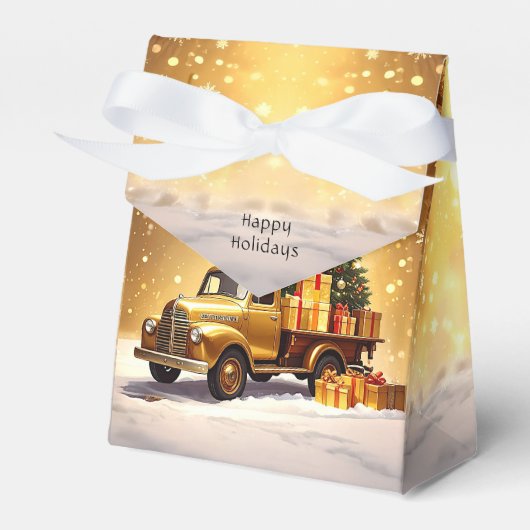 Gold Truck Christmas Tree Holiday Gift Box フェイバーボックス (正面サイド)