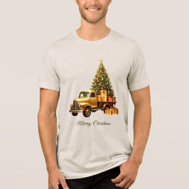 Gold Truck Christmas Tree Holiday Men's T-Shirt トライブレンドＴシャツ