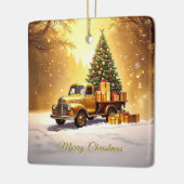 Gold Truck Christmas Tree Holiday Ornament セラミックオーナメント (左)