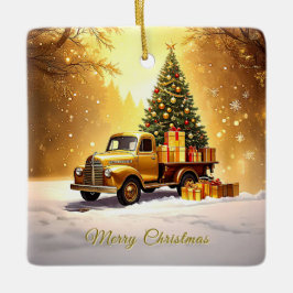 Gold Truck Christmas Tree Holiday Ornament セラミックオーナメント