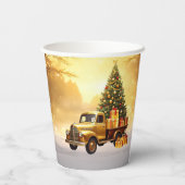 Gold Truck Christmas Tree Holiday Paper Cups 紙コップ (裏面)