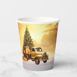 Gold Truck Christmas Tree Holiday Paper Cups 紙コップ