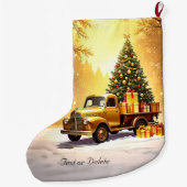 Gold Truck Christmas Tree Holiday Stocking ラージクリスマスストッキング (裏面)