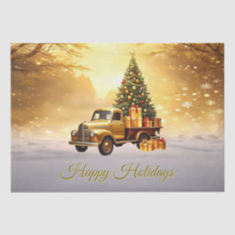 Gold Truck Christmas Tree Holiday Tissue Paper 薄葉紙