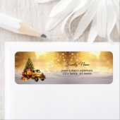 Gold Truck Christmas Tree Return Address Label ラベル (インサイチュ)