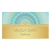 Gold Turquoise Geometric Mandala 名札 (正面)