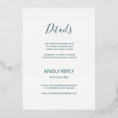 Gold Turtles Teal Ink Agate Wedding 箔招待状 (裏面)