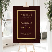 Gold typography deep burgundy acrylic welcome sign アクリルサイン