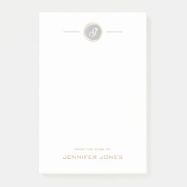 Gold Typography Gray Watercolor Monogram Name ポストイット