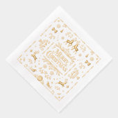 Gold Typography Merry Christmas Holiday 箔ナプキン (右)