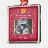 Gold Ultrasound Photo 1st Xmas Expecting Keepsake メタルオーナメント (左)