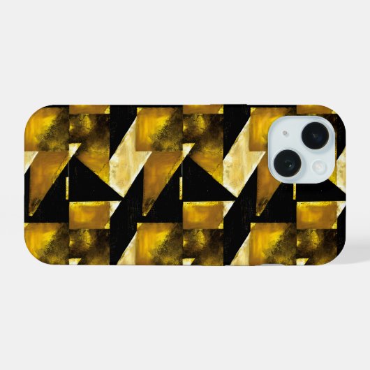 Gold und schwarz Grunge 7 iPhone 15ケース (裏面横)