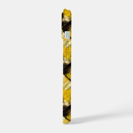 Gold und schwarz Grunge 9 iPhone 15ケース (左側面)