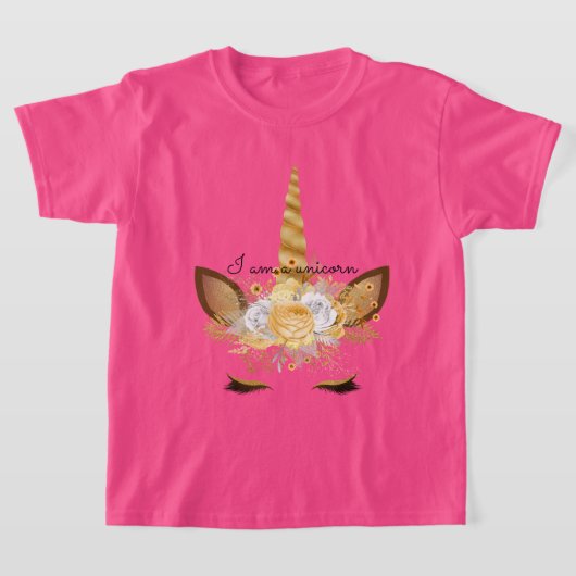 Gold Unicorn Floral Tシャツ (レイダウン)
