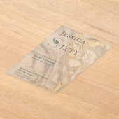 Gold Vein Marble Floral Monogram 60th Birthday  アクリル招待状 (レイダウン)