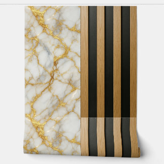 Gold Veined Marble Wood Slats 壁紙