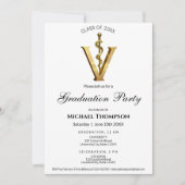 Gold Veterinary Caduceus Graduation Party | Photo 招待状 (正面)