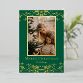 Gold Vines One Large Photo Foil Holiday Card 箔シーズンカード (立ち正面)