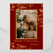 Gold Vines One Photo Frame Foil Holiday Card 箔シーズンカード (正面)