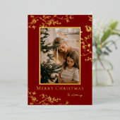 Gold Vines One Photo Frame Foil Holiday Card 箔シーズンカード (立ち正面)