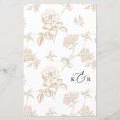 Gold Vintage Floral Modern Script Wedding Menu (裏面)