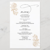 Gold Vintage Floral Modern Script Wedding Menu (正面)