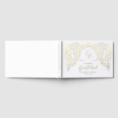 Gold Vintage Flourish Couples Monogram Wedding ゲストブック (全面)