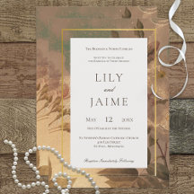 Gold Vintage Glam Floral Modern Wedding Invitation